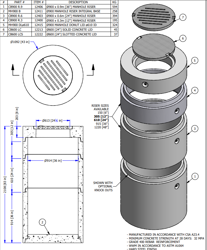 Precast Concrete Manhole Detail