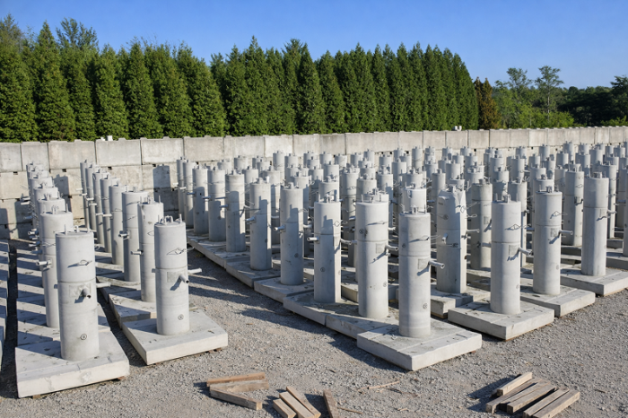 Precast concrete foundations for traffic and lighting infrastructure manufactured to municipal standards